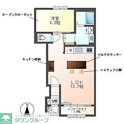 JR八高線 東飯能駅 徒歩8分の賃貸アパート 1階1LDKの間取り