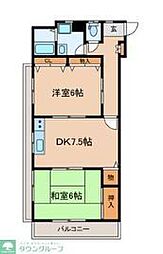 カロンルーナ 2階2DKの間取り