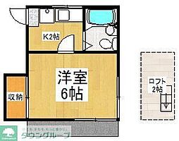 西武池袋線 清瀬駅 徒歩12分の賃貸アパート 1階1Kの間取り