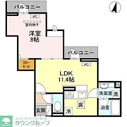 D-Sereno志木柏町 1階1LDKの間取り