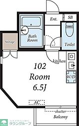 西武新宿線 東村山駅 徒歩5分の賃貸アパート 1階ワンルームの間取り