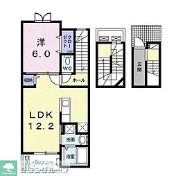 JR八高線 東飯能駅 徒歩5分の賃貸アパート 3階1LDKの間取り