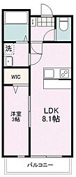 アンジェロ所沢 1階1LDKの間取り