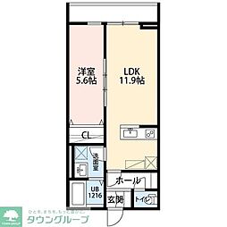 La　Libeｌｌule　二本榎 2階1LDKの間取り