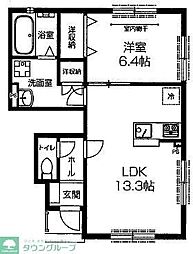 東武東上線 鶴瀬駅 徒歩13分の賃貸アパート 1階1LDKの間取り