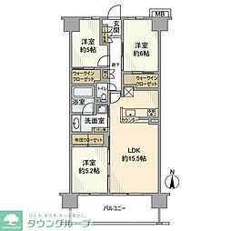 ファインシティ武蔵野富士見 3LDKの間取図画像