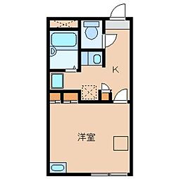 レオパレスMOKUREN 1Kの間取図画像