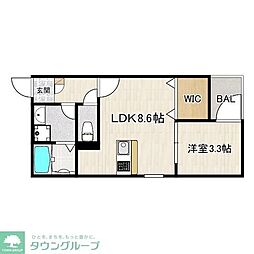 (仮称)川越市新宿町5丁目AP 1LDKの間取図画像