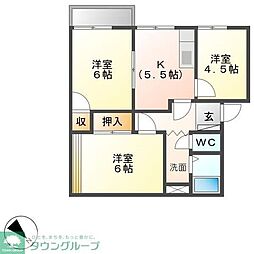 ドゥオ・メゾンA 3Kの間取図画像