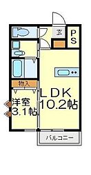 ラ・リヴェール 1LDKの間取図画像