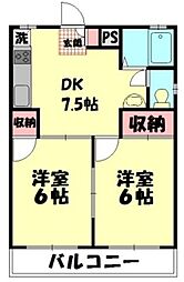 第2ホワイトハイツ 2Kの間取図画像