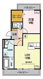 クローカスニイザA 1LDKの間取図画像
