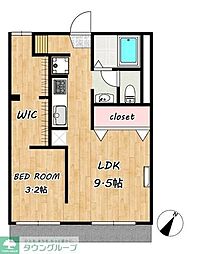 ひまわりハイツB 1LDKの間取図画像