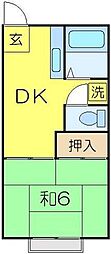 サンライズアパートメントD 1DKの間取図画像