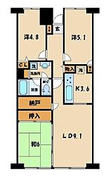 川越旭町ビューハイツ 3LDKの間取図画像
