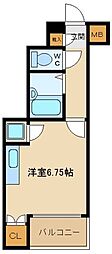 パレ・ホームズ一橋学園 ワンルームの間取図画像