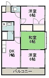 農住メゾンサニーホームズB 3DKの間取図画像
