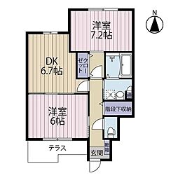 ファンシャーズコートA 2DKの間取図画像
