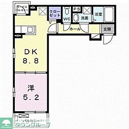 カーサ・イル・キアーロ 1DKの間取図画像