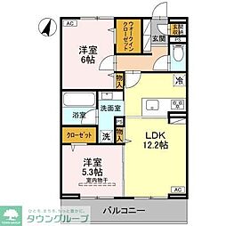 新座市栗原5丁目アパート 2LDKの間取図画像