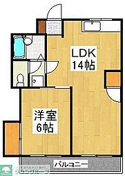 双葉ハイツ2 1LDKの間取図画像