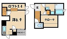 CB川越ジュアン 1Kの間取図画像