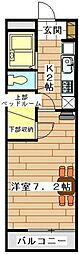 レオパレスリリー 1Kの間取図画像