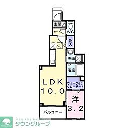 川越市大字笠幡アパート 1LDKの間取図画像