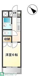 リヴィエール1 1Kの間取図画像