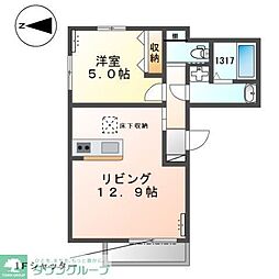 ボナール久保町 1LDKの間取図画像