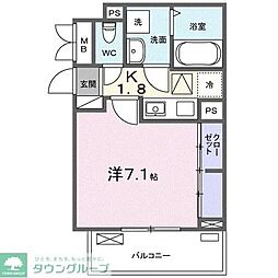 ピヴォワンヌ 1Kの間取図画像