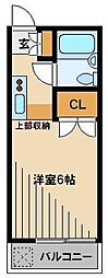 リスタ所沢 1Kの間取図画像