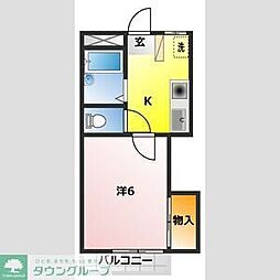 ウッディヒルズ 1Kの間取図画像