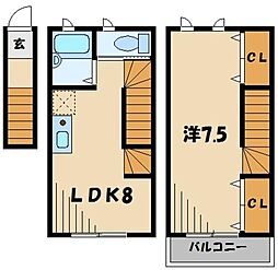 アイコート川越 1LDKの間取図画像