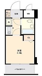 ダイヤモンドスクエア新所沢 1Kの間取図画像