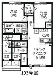 クレール・シャンブル3 2LDKの間取図画像
