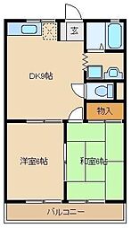 コーポホワイトリバー 2DKの間取図画像