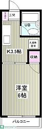 ロータリー所沢ハイツ 1Kの間取図画像