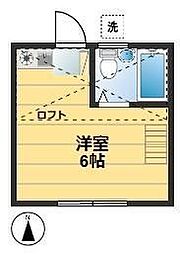 アパルトヴィヴァン ワンルームの間取図画像