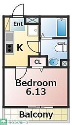 ラカーサフェリーチェ 1Kの間取図画像