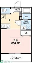 STONE RIVER 西所沢B ワンルームの間取図画像