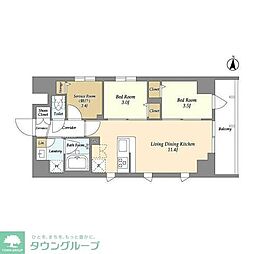 グランエール森下ＷＥＳＴ 3階2SLDKの間取り