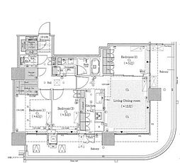 HARUMI FLAG PARK VILLAGE T棟 47階3LDKの間取り