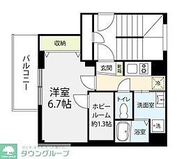 Ｐｒｅｎｄｒｅ　ａｚｕｍａｂａｓｈｉ 5階1Kの間取り