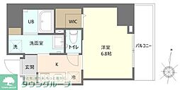 オークレジデンス亀沢 9階1Kの間取り