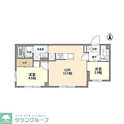 ウェルスクエア森下 1階2LDKの間取り