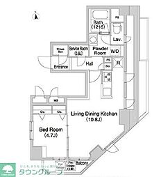 コンフォリア浅草橋ＤＥＵＸ 12階1LDKの間取り