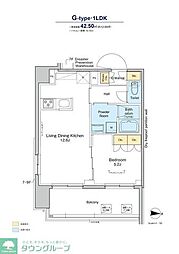 プラウドフラット亀戸 9階1LDKの間取り