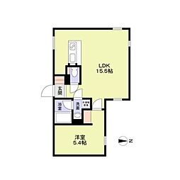 グランクレーア南砂 2階1LDKの間取り
