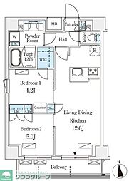 オープンブルーム浅草橋 6階2LDKの間取り
